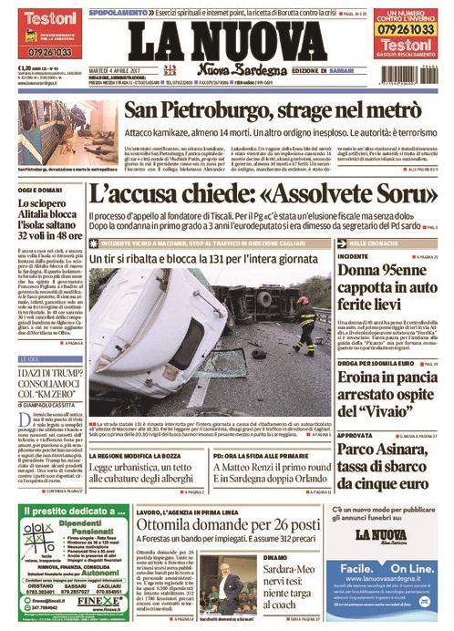 La prima pagina del 4 aprile 2017