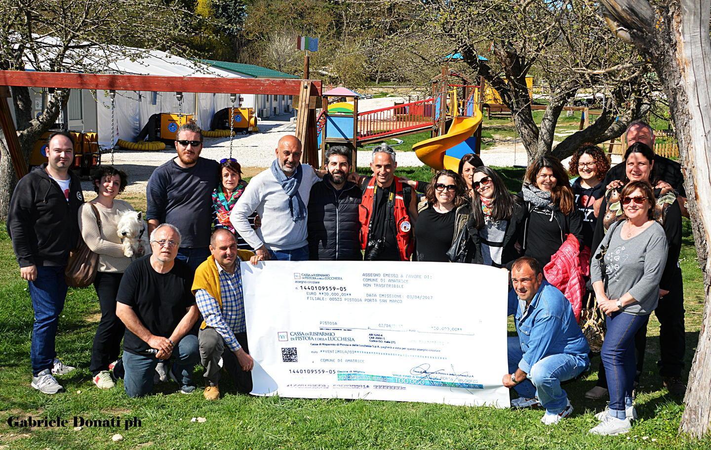 Da Pistoia in aiuto di Amatrice con un assegno di 20.000 euro