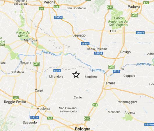 La località dove è stata avvertita la seconda scossa di terremoto