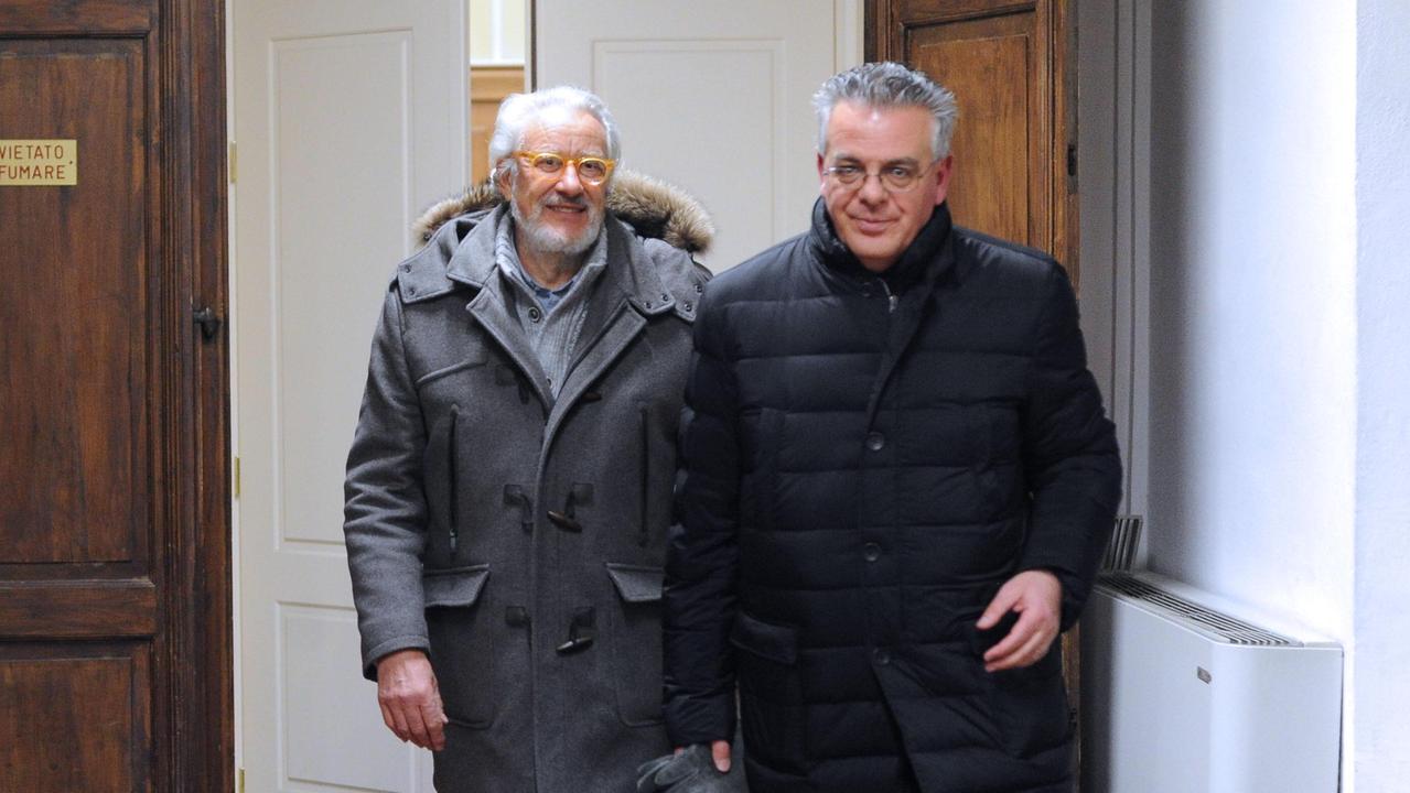 Marcello Evangelisti col suo avvocato Giuseppe Castelli (Foto Gori)