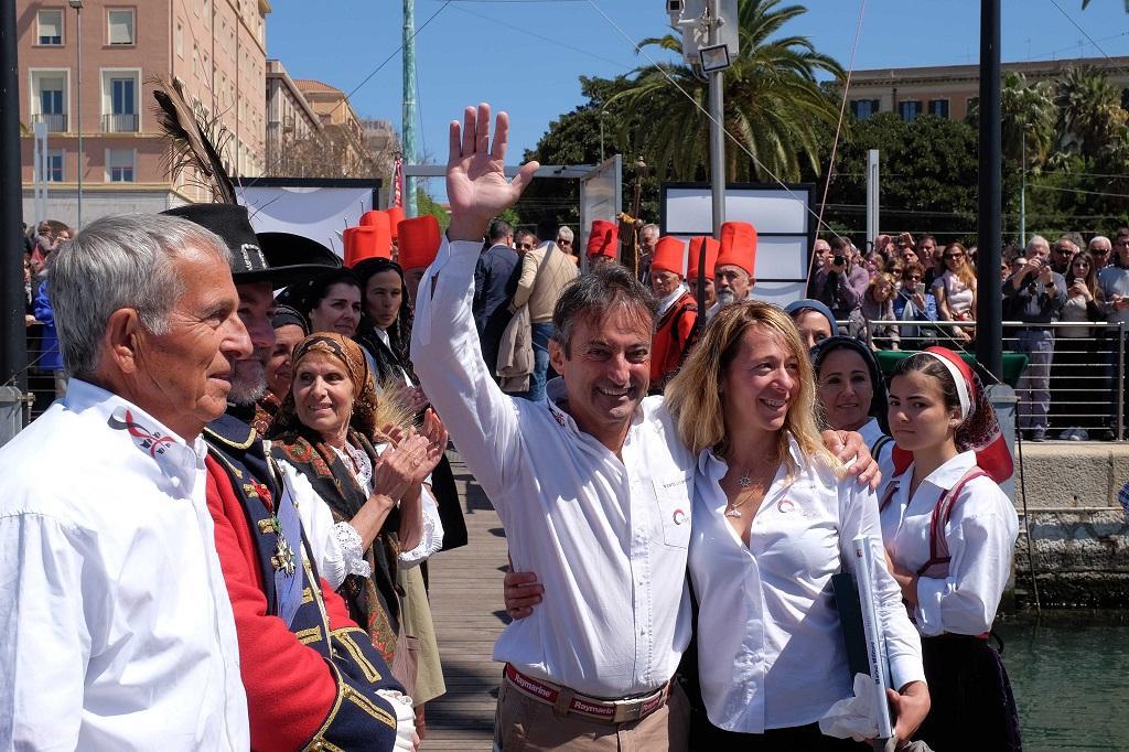 Andrea Mura alla partenza per la Ostar 2017 (foto Rosas)