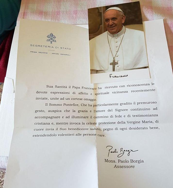 Castelfranco: Papa Francesco scrive alla figlia della partigiana  