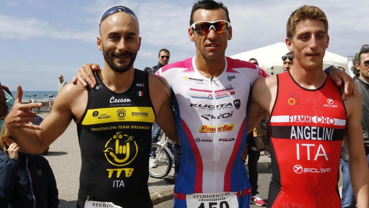 Il podio maschile con Domenico Passuello al centro (Repetti/Pentafoto)