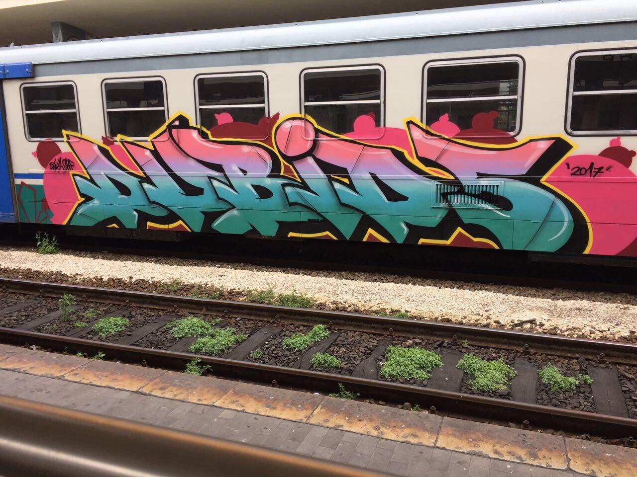 Uno dei treni imbrattati