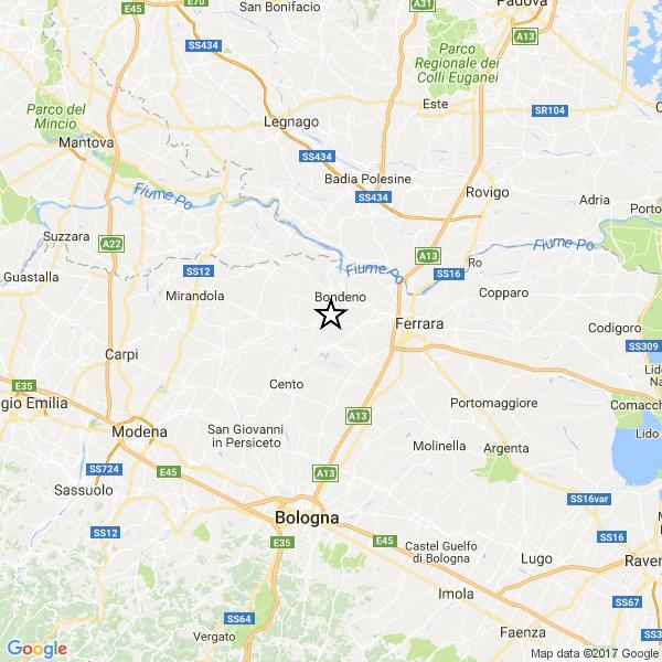L'epicentro del terremoto