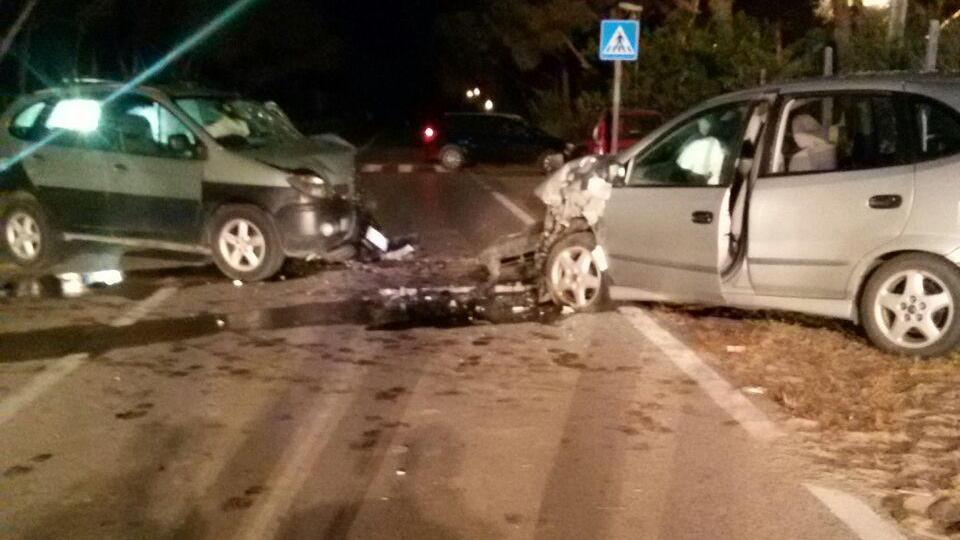 Le auto coinvolte nell'incidente a Platamona
