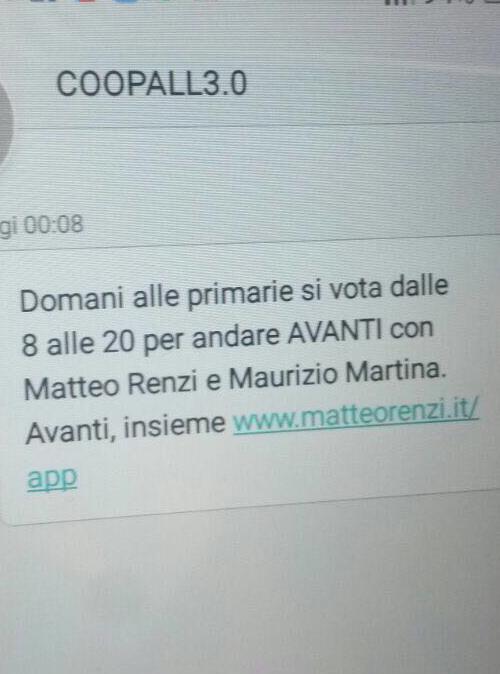 Falso sms della coop «Avanti insieme» 