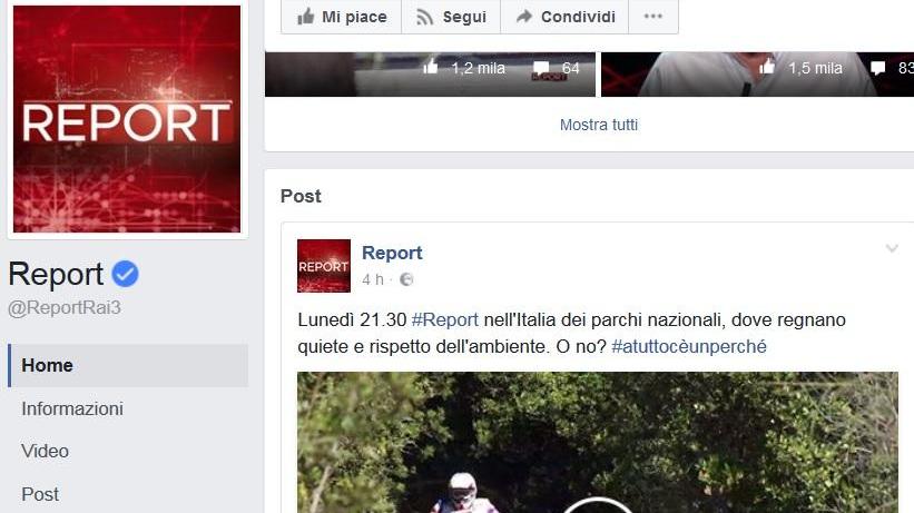 Il video sul Parco dell'Elba sulla pagina Fb di Report
