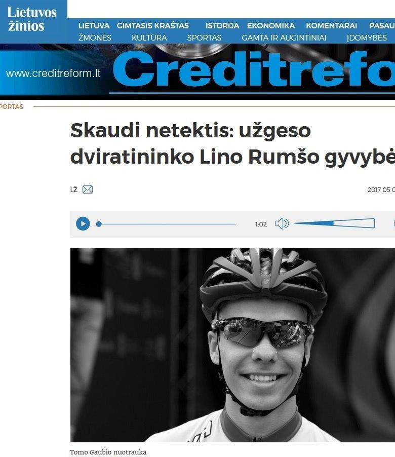 La morte del giovane ciclista diventa “caso” nazionale in Lituania