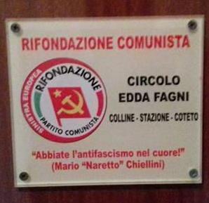 Atto vandalico al Prc di Colline: via la targa esterna
