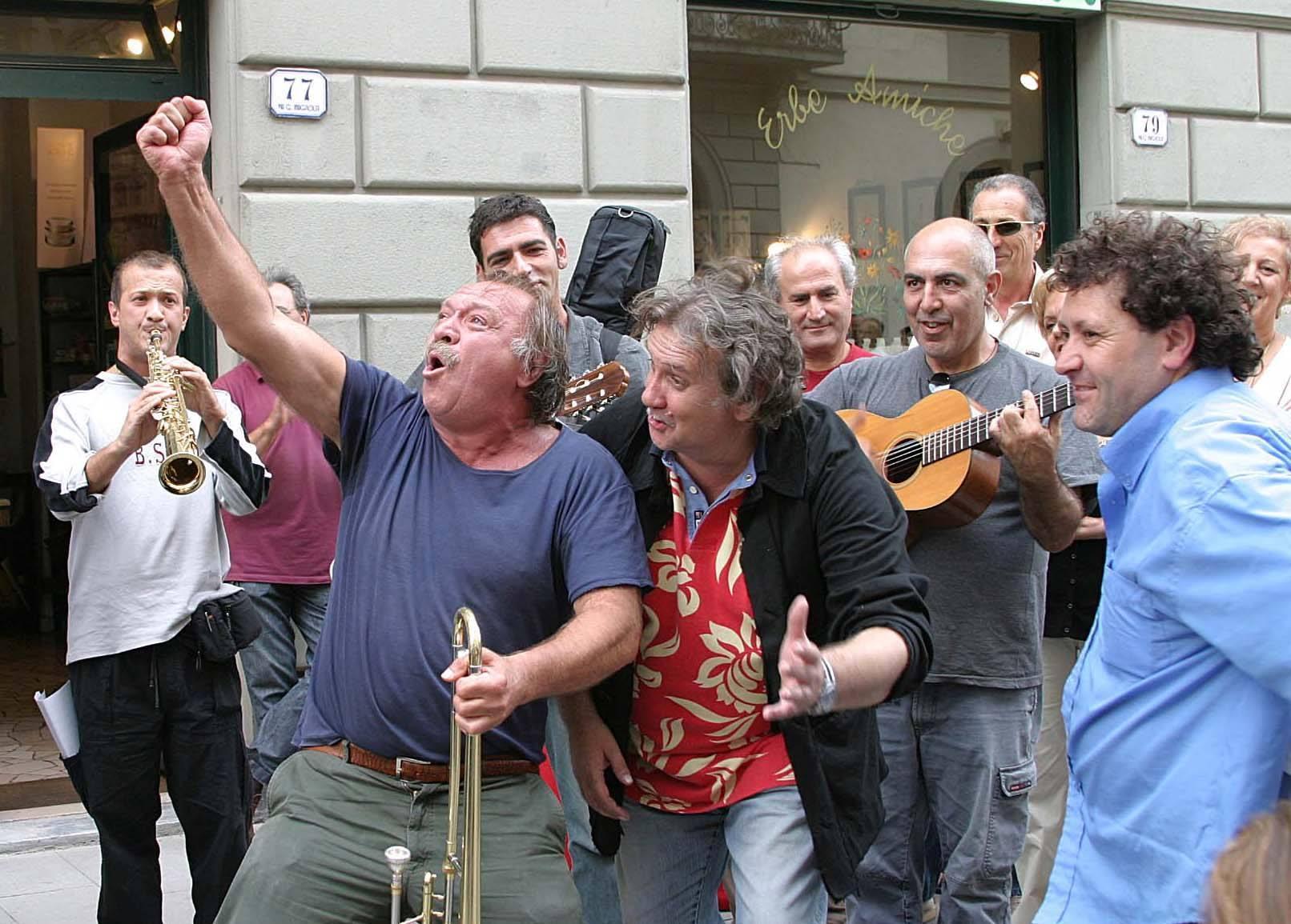 Carlo Monni, Franco Casaglieri e alle spalle Bobo Rondelli
