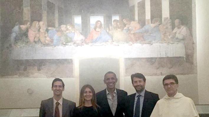 Obama davanti al Cenacolo di Leonardo