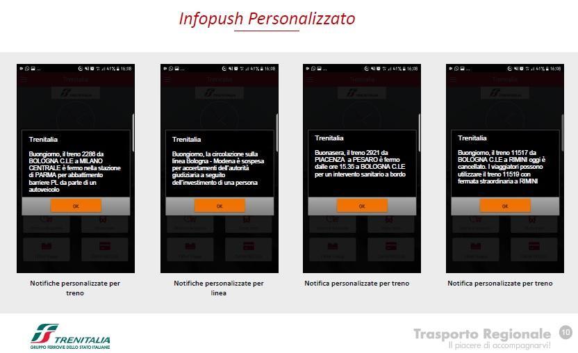 Le nuove notifiche della app di Trenitalia