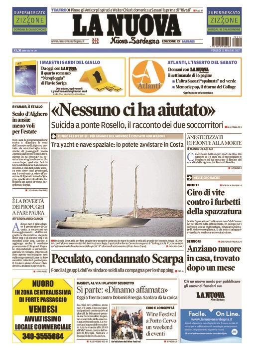La Nuova Sardegna - Prima Pagina - 12 maggio 2017