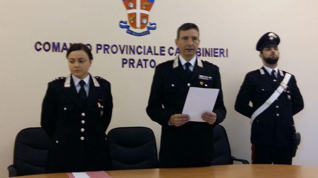 La conferenza stampa dei carabinieri per l'arresto dei due rapinatori