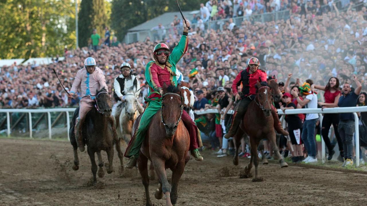 Gavino Sanna sul cavallo Tiepolo (foto Agenzia Sestini)