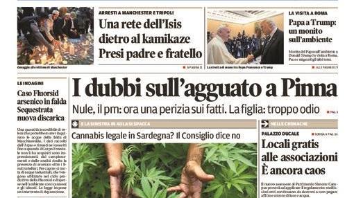 La Nuova Sardegna - Prima Pagina - 25 maggio 2017