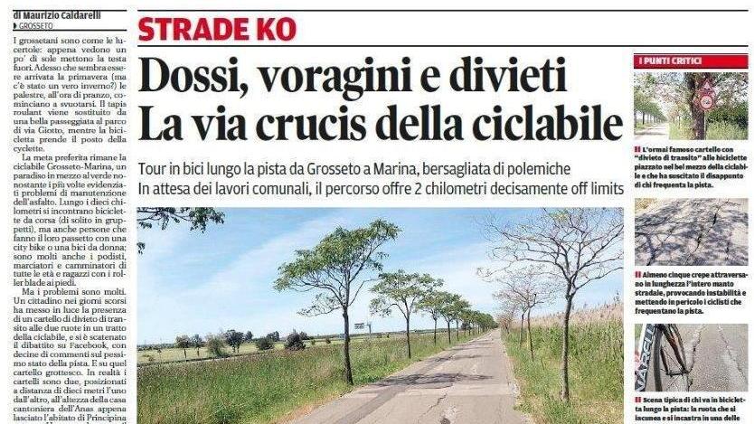 Coperte le crepe sull’asfalto Domani riapre la ciclabile