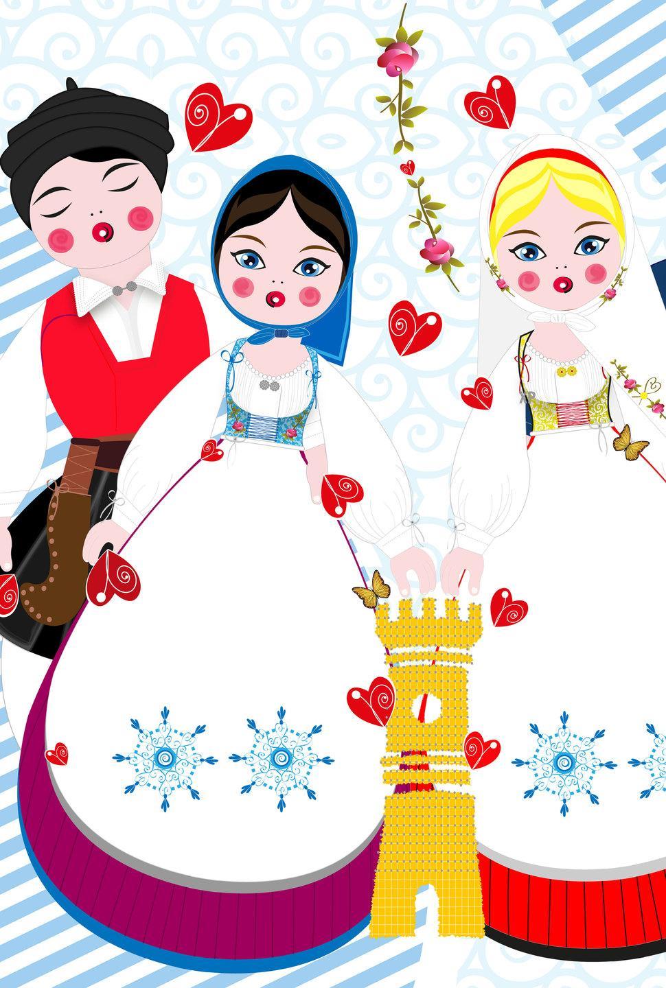 L’abito tradizionale di Porto Torres decorato da Goxhoi