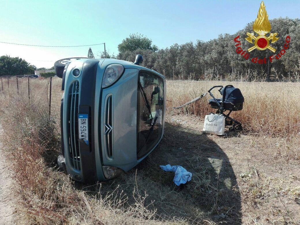 Quartu, auto si ribalta: neonato di neppure un mese grave in ospedale 