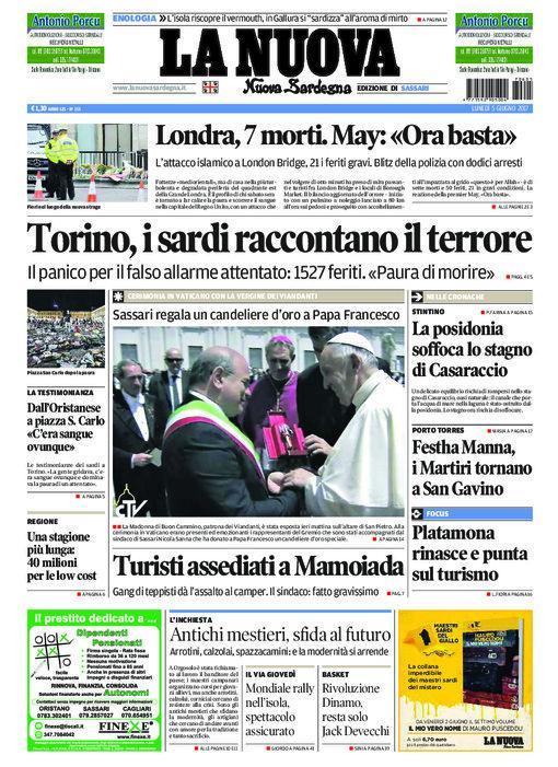 La Nuova Sardegna - Prima Pagina - 5 giugno 2017