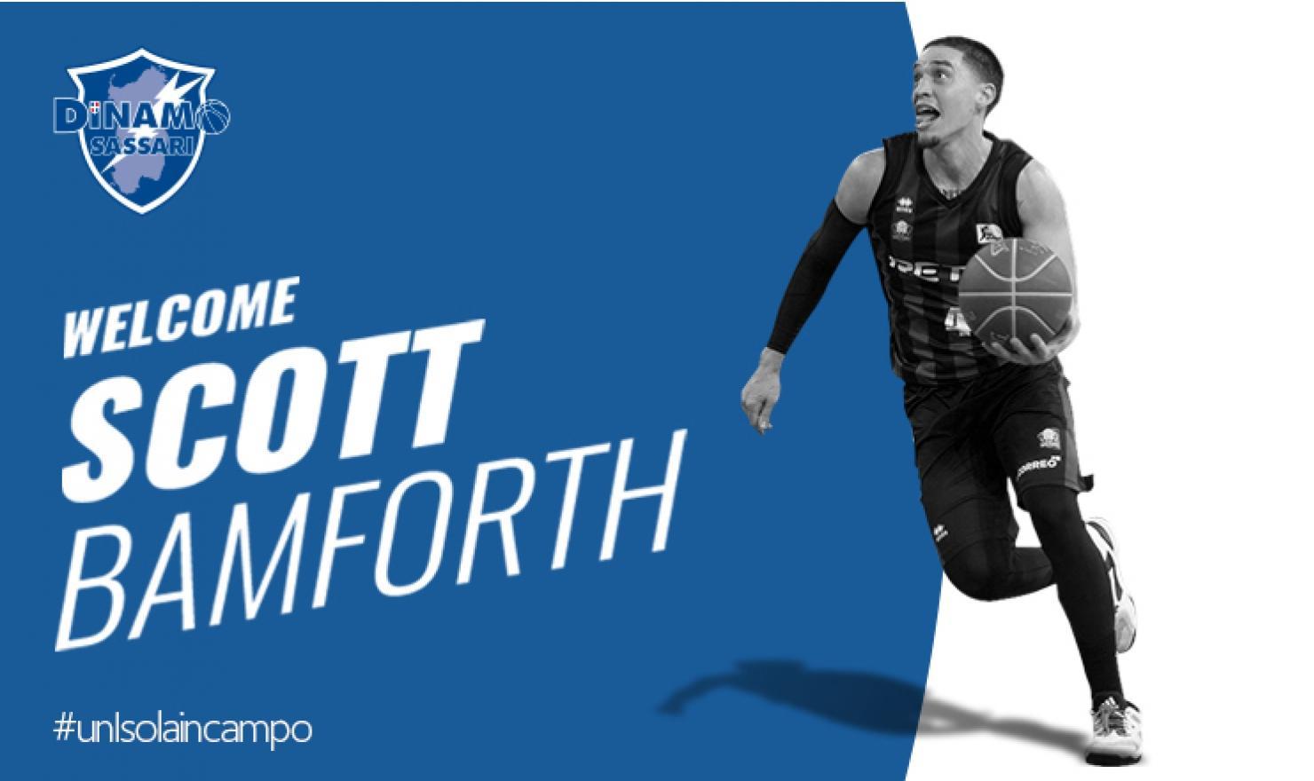 L'immagine pubblicata dalla Dinamo Sassarti con il benvenuto a Scott Bamforth