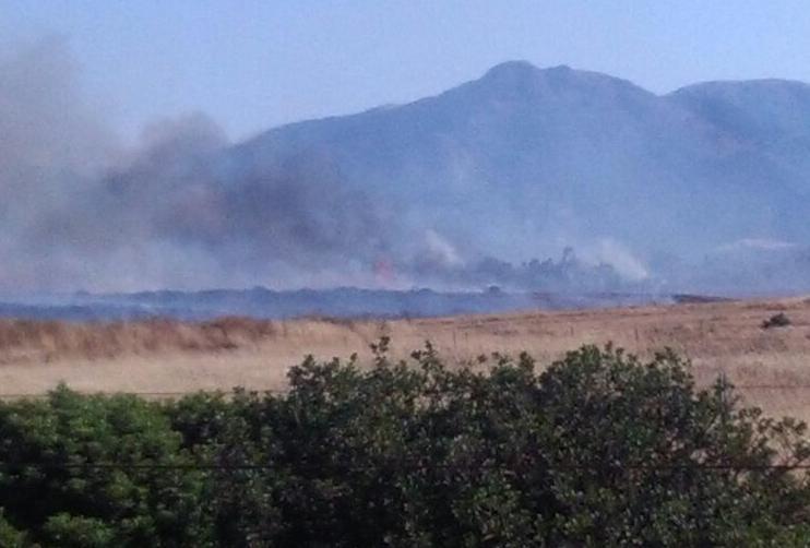 Incendio vicino alla zona industriale di Villacidro