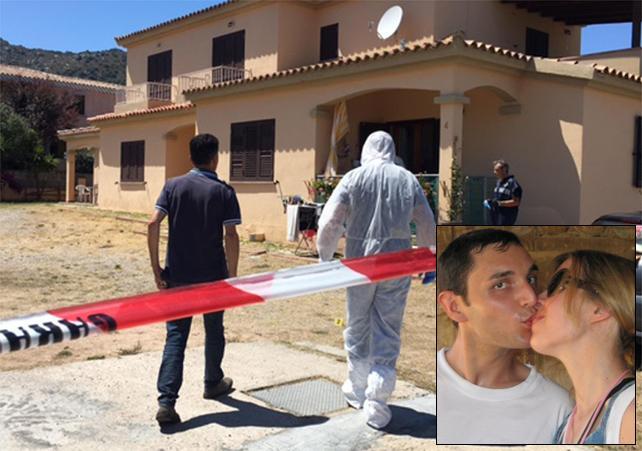 La villetta del delitto e nel riquadro Dimitri Fricano ed Erika Preti