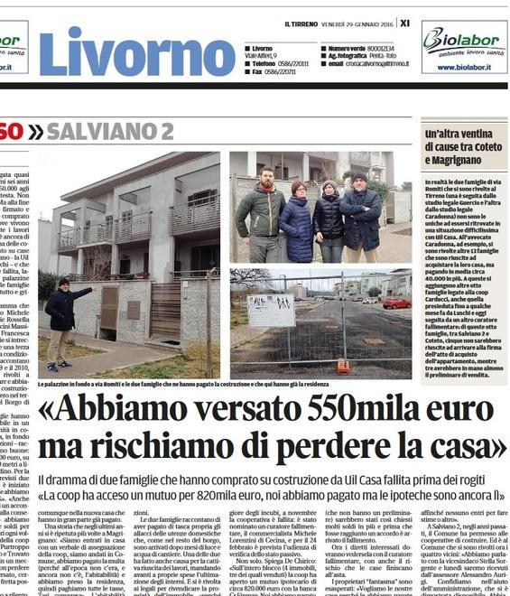 A inizio 2016 la prima richiesta di aiuto: case già pagate, ma senza rogito