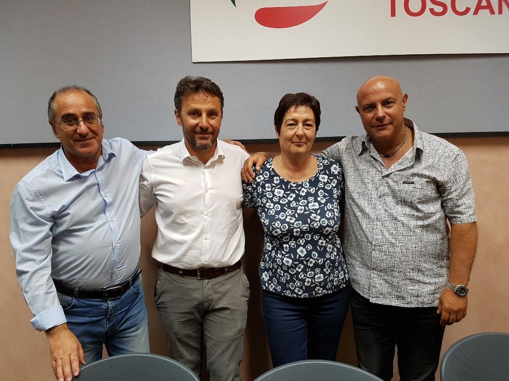 La nuova segreteria Cisl Firenze Prato: da destra a sinistra Pistonina, Bugiani, Franchi, Viviano 

