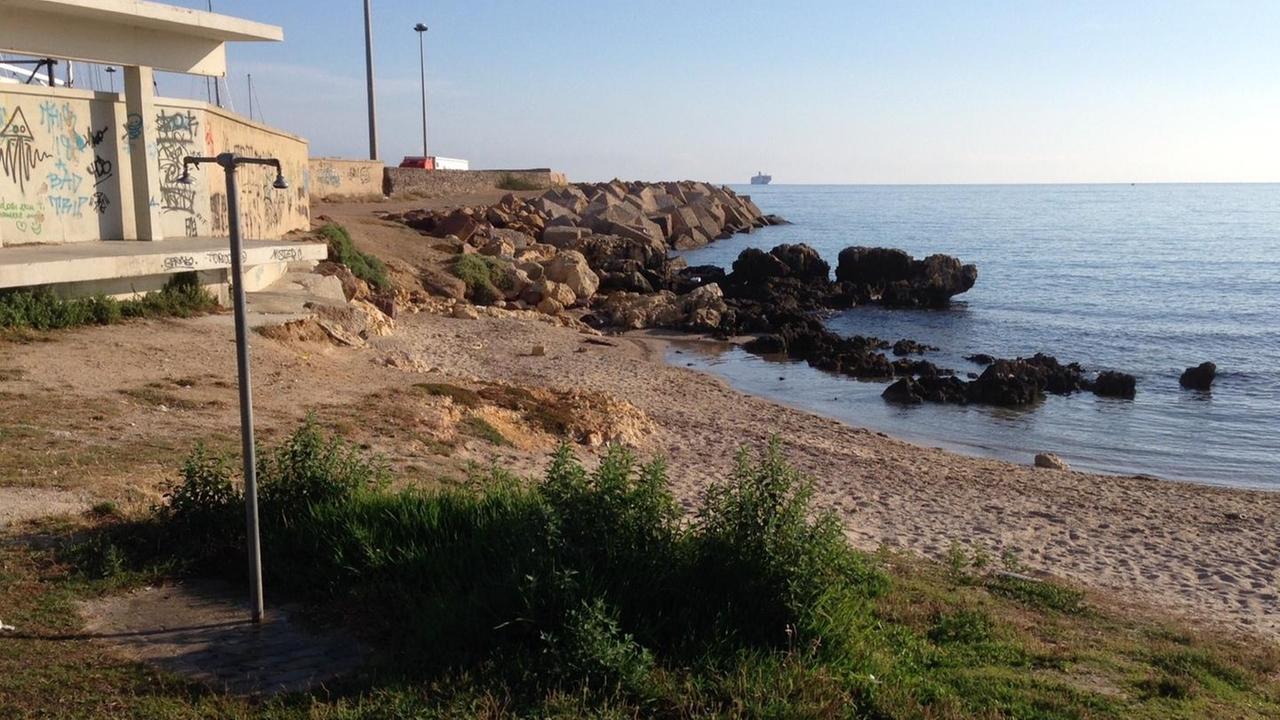 Erbacce nella doccia della spiaggia