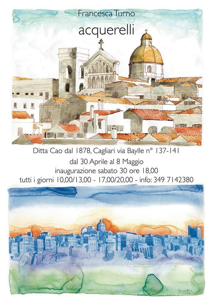 Cagliari negli acquerelli di Francesca Turno: mostra nell'antico negozio Cao 