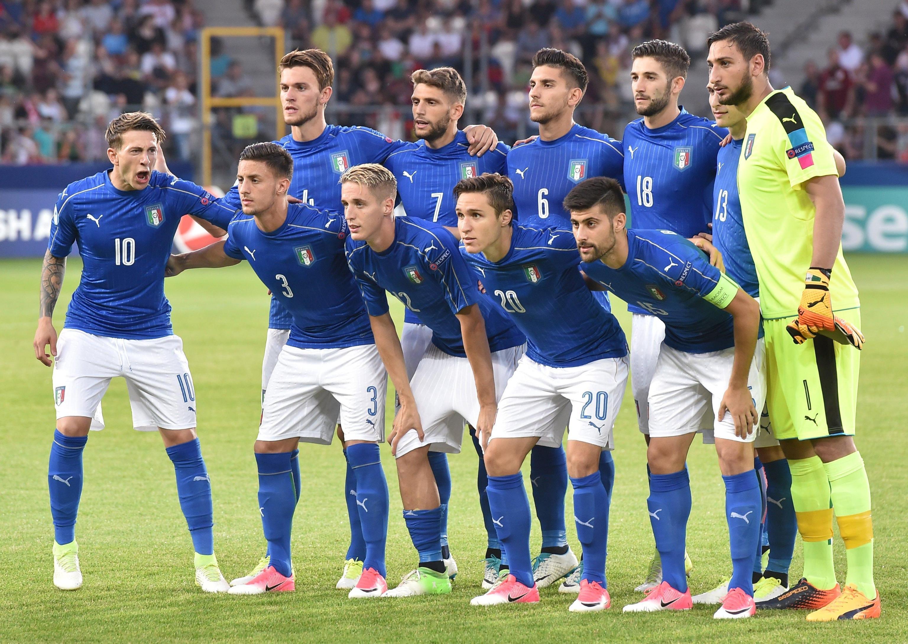 La formazione azzurra schierata inizialmente