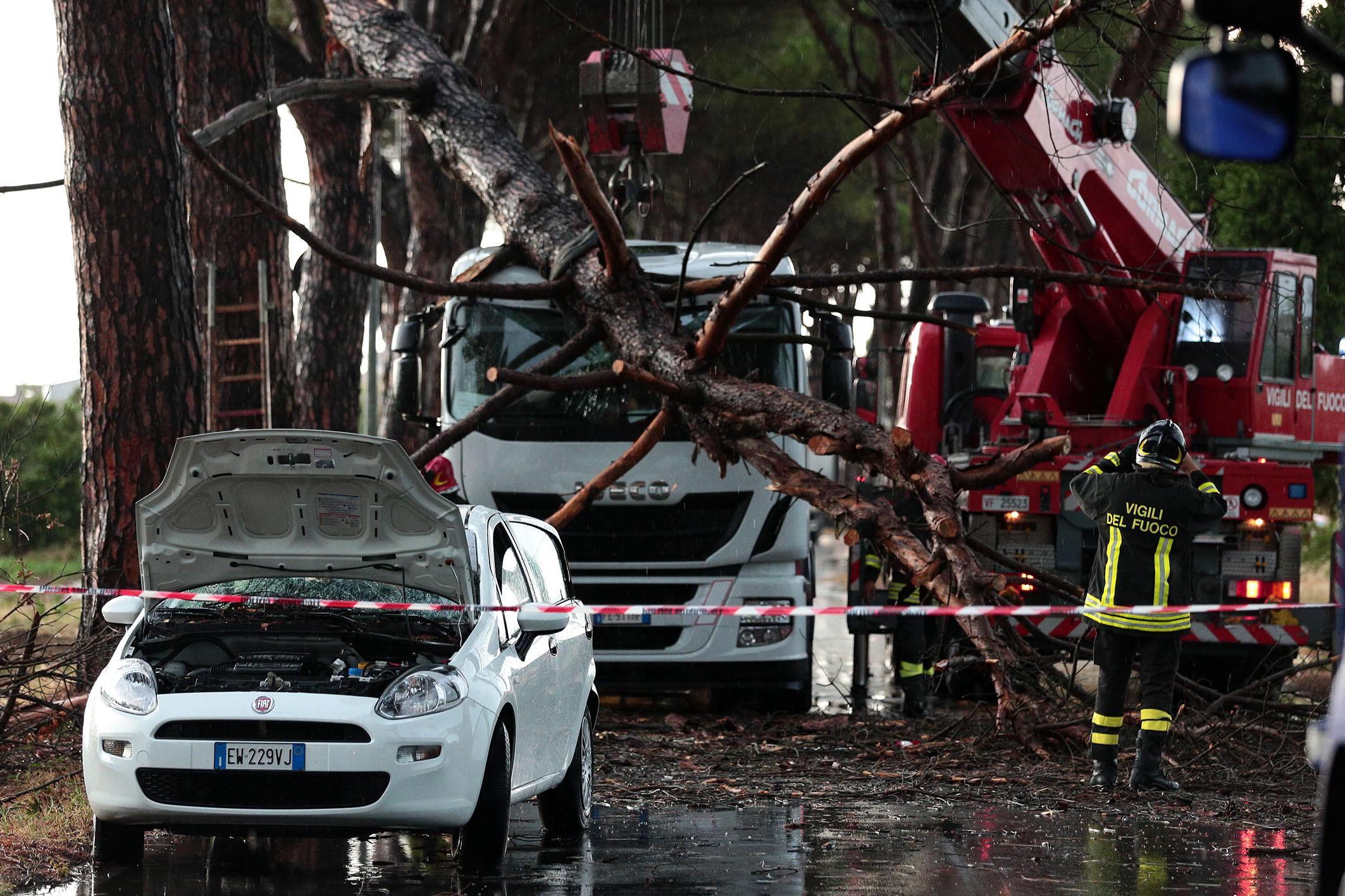 L'auto e il camion danneggiati (foto Agenzia Sestini)