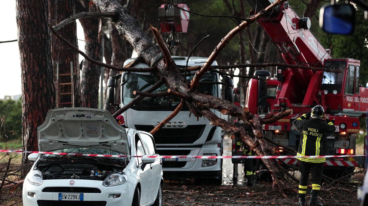 L'auto e il camion danneggiati (foto Agenzia Sestini)