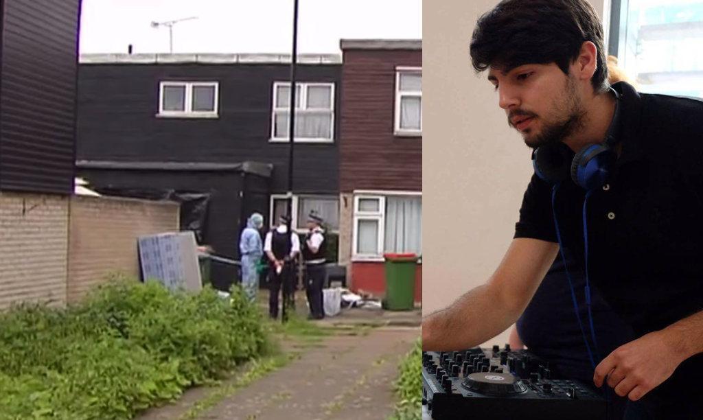 La polizia davanti all'abitazione in cui è stato ucciso Pietro Sanna (nel riquadro)