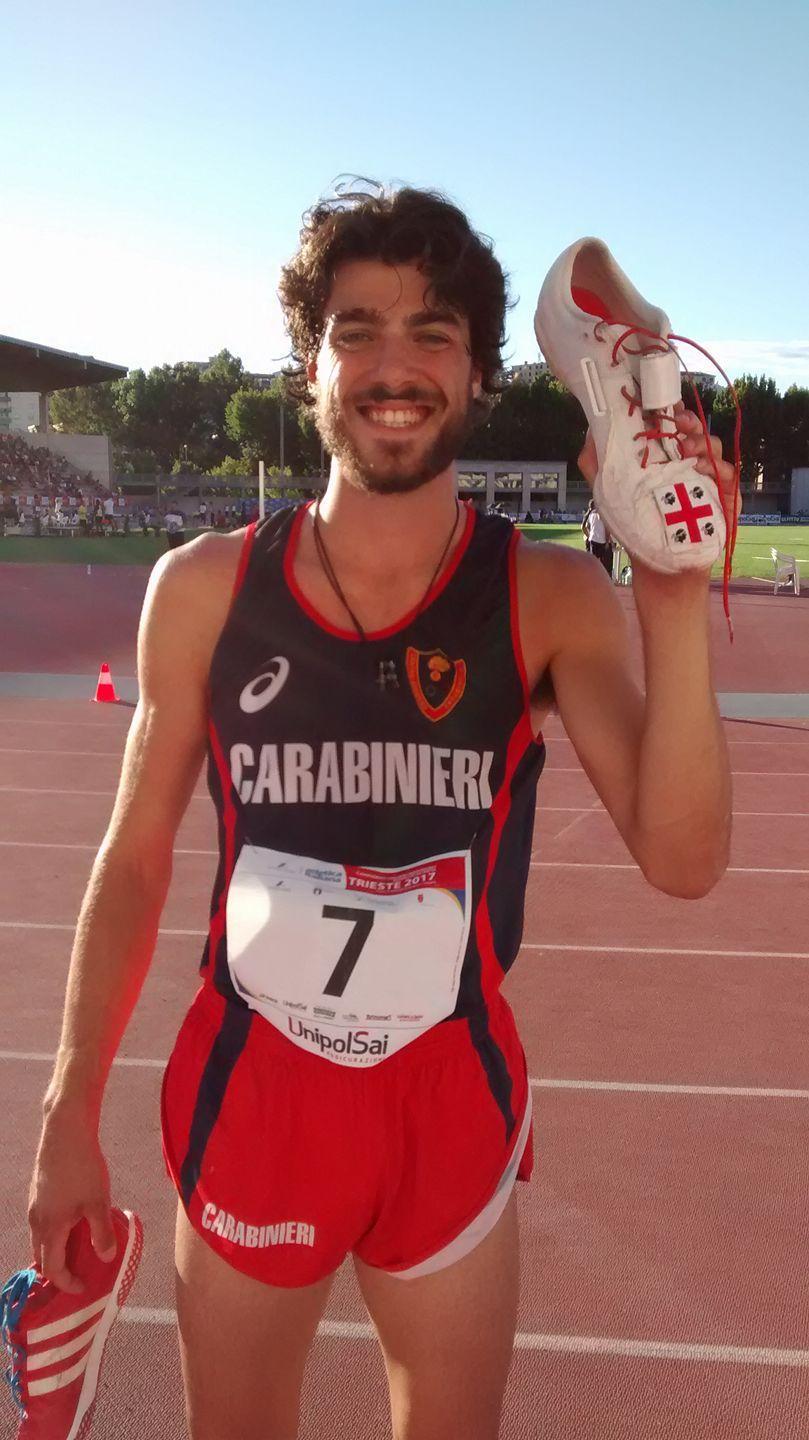 Eugenio Meloni subito dopo aver conquistato il titolo di campione d'Italia di salto in alto a Trieste