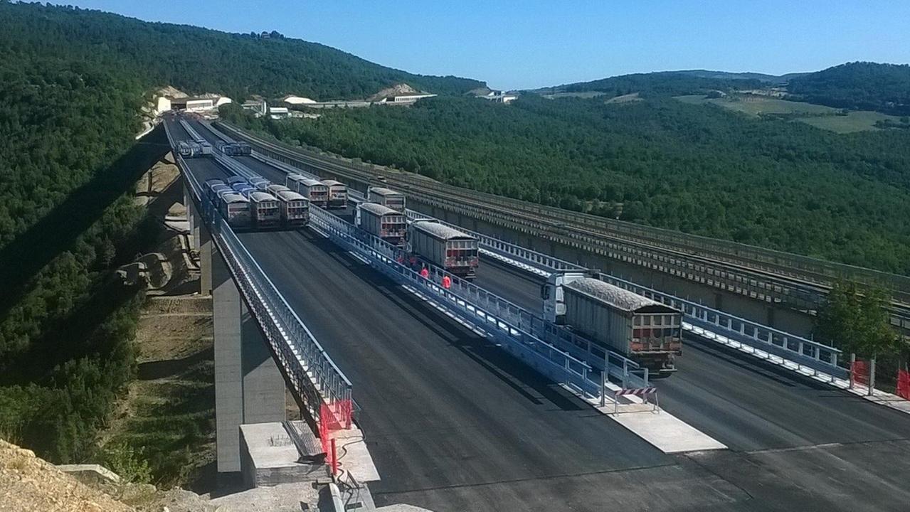 Prove di carico sul nuovo viadotto Farma per il raddoppio della E78
