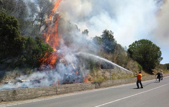 Le fiamme lungo la Panoramica