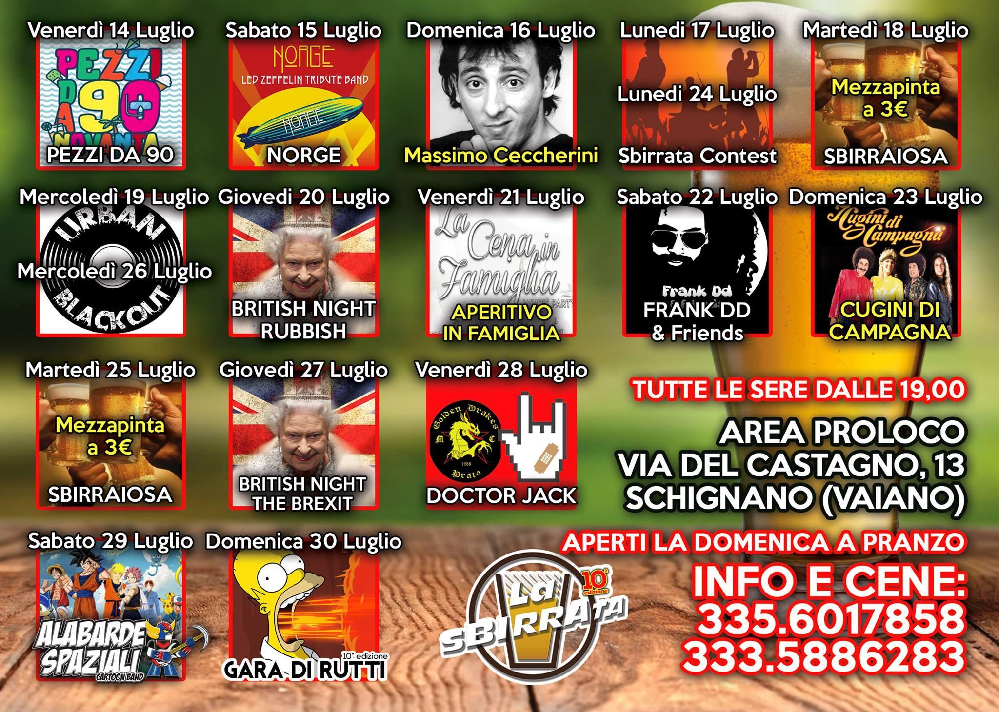 Il programma della Festa della Birra - La Sbirrata