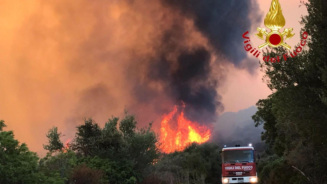 Vasto incendio nelle campagne di Budoni: in azione due canadair 