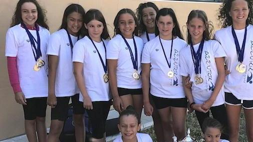 Le atlete del nuoto sincronizzato dell'Azzurra Prato, premiate