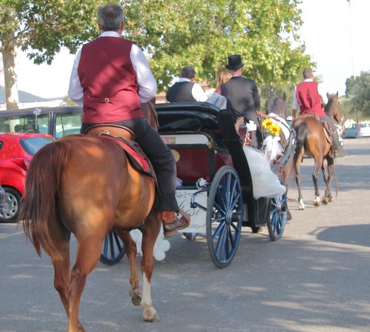 Si sposa in carrozza e la scortano i cavalieri 