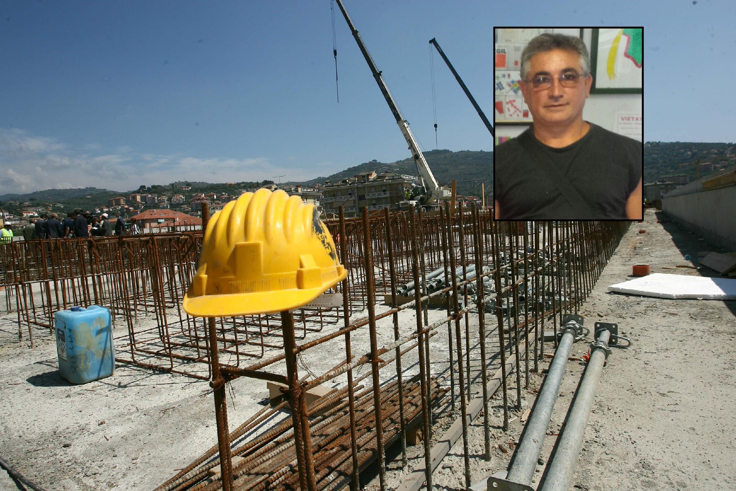 Un cantiere edile e nel riquadro Ciro Gualemi