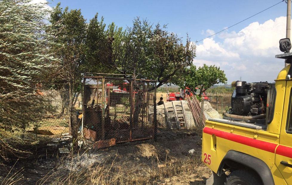 Fiamme tra orti e capanne arrivano vigili, Vab e Racchetta