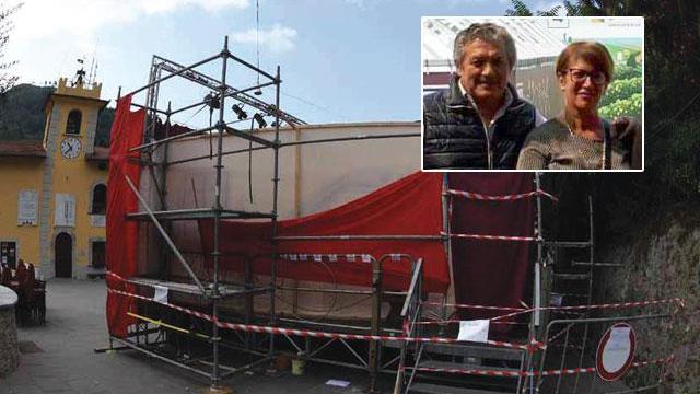 Nel riquadro Lorena Baldi insieme al marito