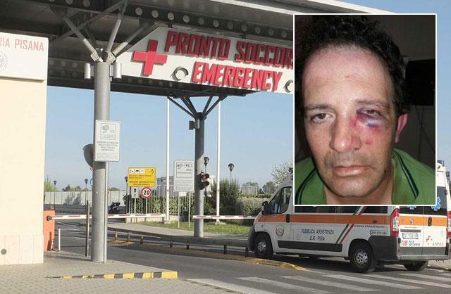 Nel riquadro Mauro Paolinelli dopo l'aggressione