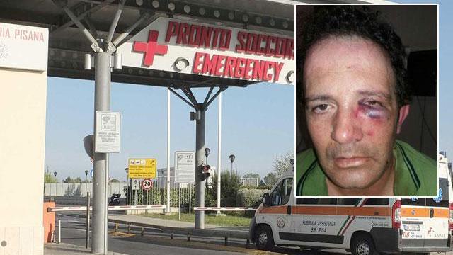 Nel riquadro Mauro Paolinelli dopo l'aggressione