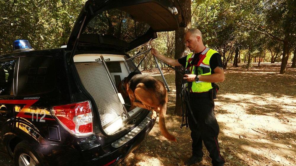 Le ricerche del ragazzino da parte dei carabinieri
