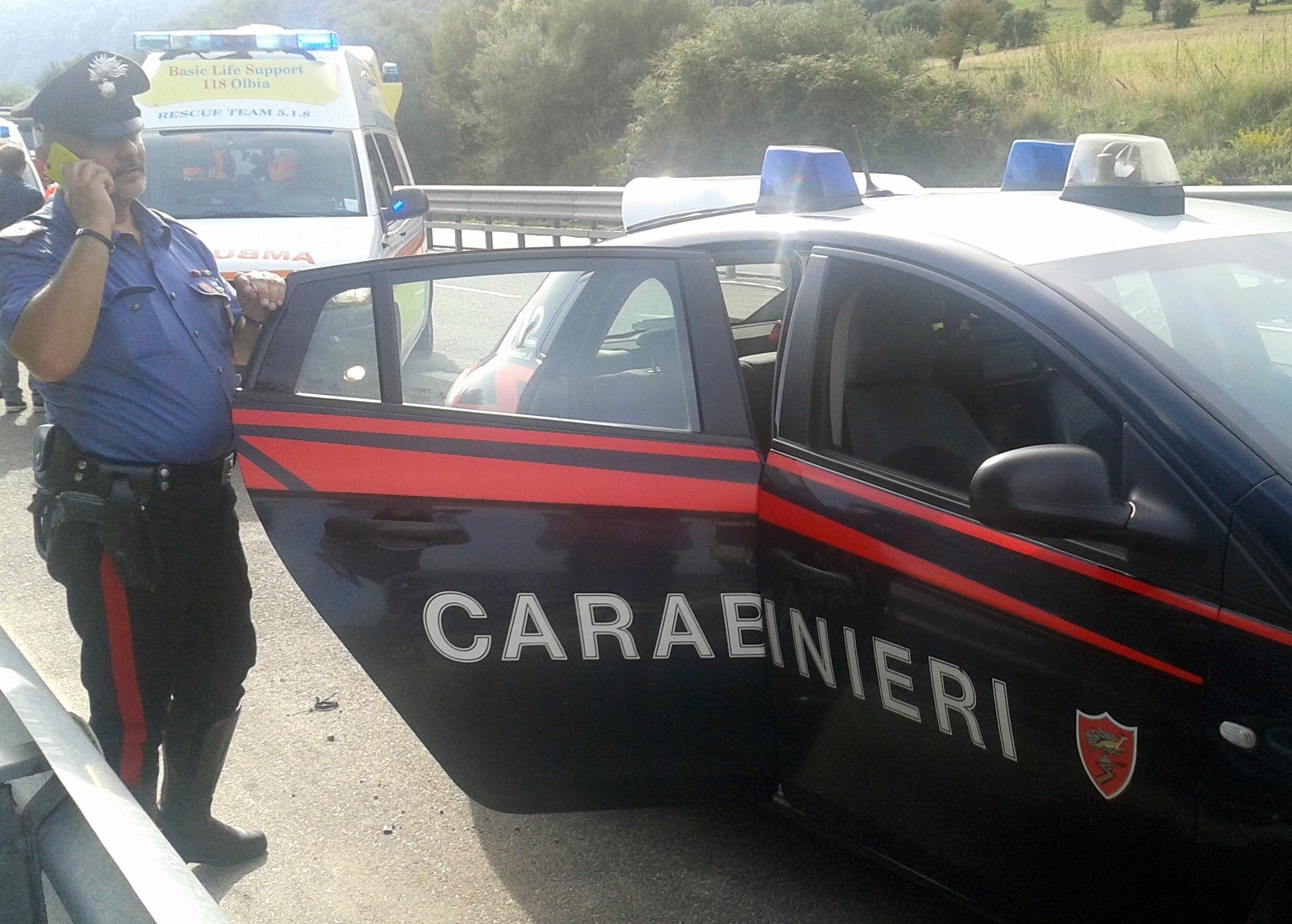 Un intervento dei carabinieri
